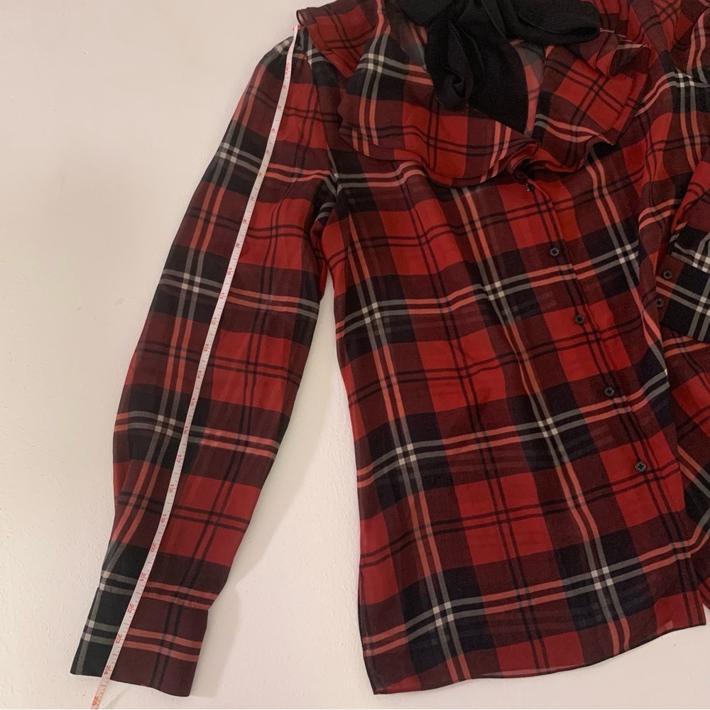 New Ralph Lauren Collection Red Plaid Zandra Blouse - Picture 13 of 13